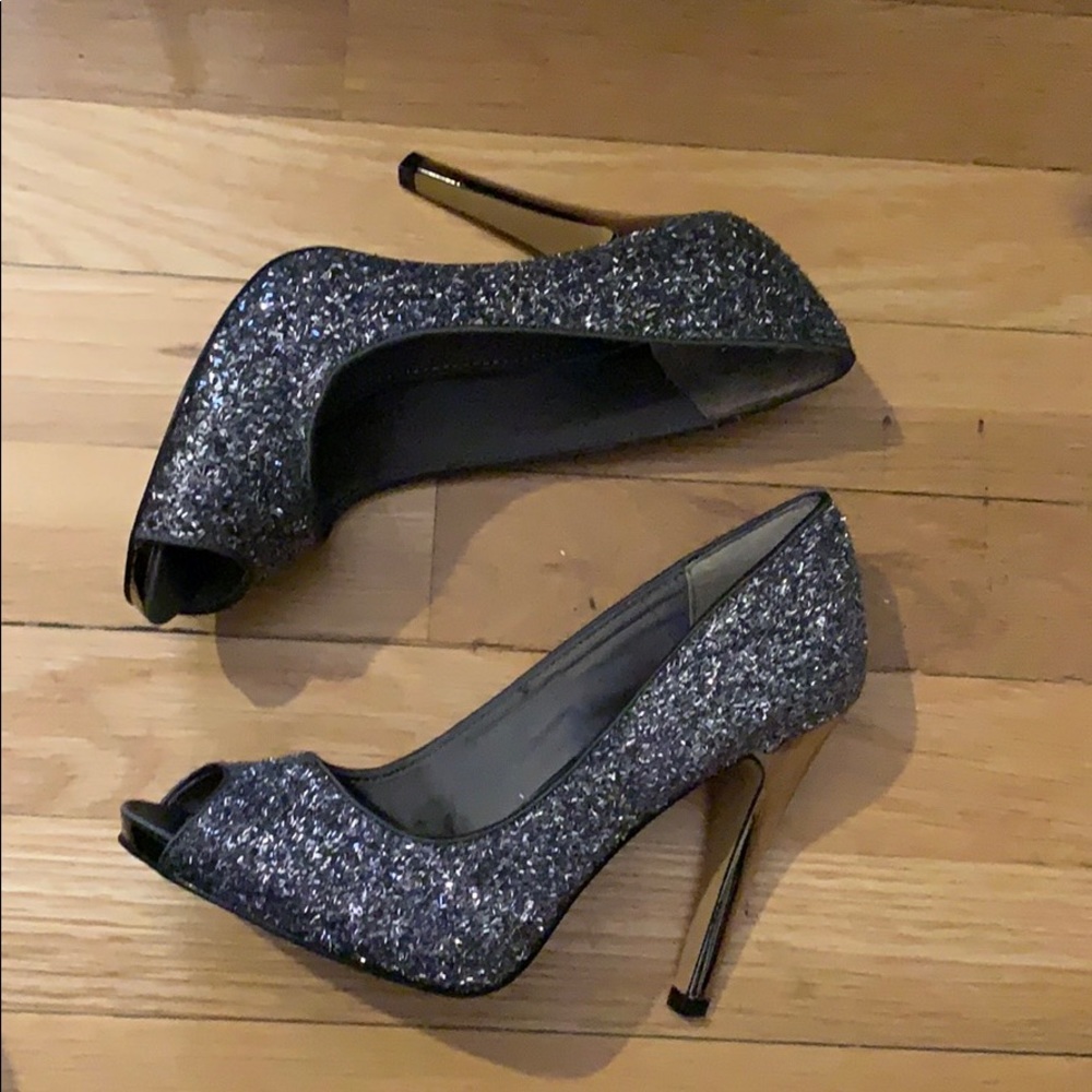 Nine West heels silver sparkle